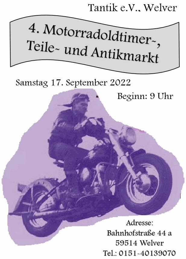 Motorrad Teilemarkt am 17.09.2022 09 Uhr in Welver